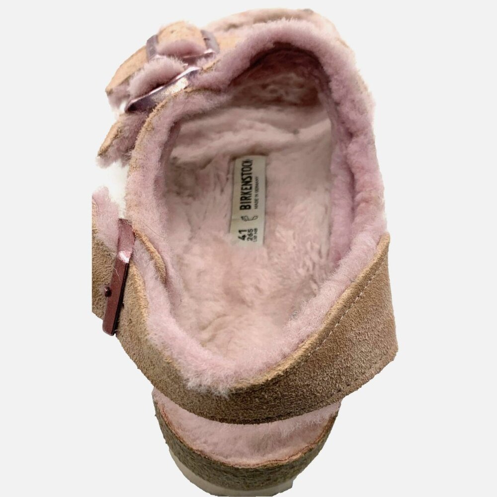 Birkenstock Milano Shearling Light Rose Pink Suede Slingback Sandal 41 L10 Reg - Picture 13 of 15